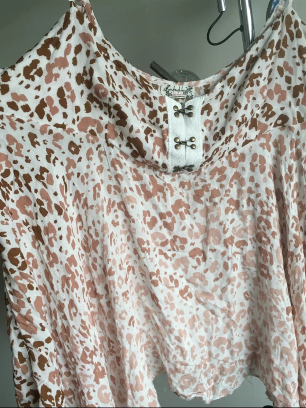 Free People Camisole with Blush Pink and Brown Leopard Print - Picture 2 of 5